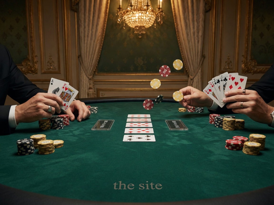 Split poker table photo contrasting Texas Hold’em (2 hole cards, NLH) and Omaha (4