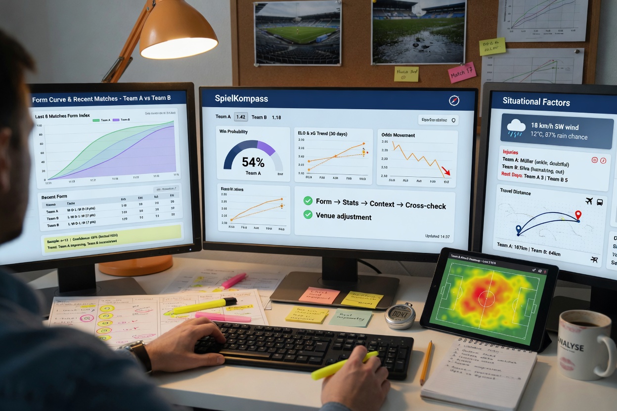 Photographic top-down flat lay of an analyst’s workspace for evaluating sports events on a